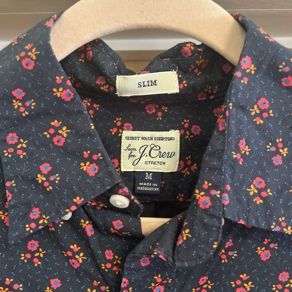 J Crew MENS Slim Fit Cotton Blend Floral Print Button Down Shirt - size M